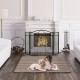 3-panel freestanding fireplace screen with scrollwork design, sturdy steel frame for safety around pets and children.